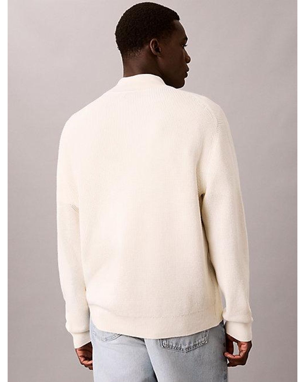 Calvin Klein Multicolor Jeans Waffle Cotton Half Zip Jumper for men