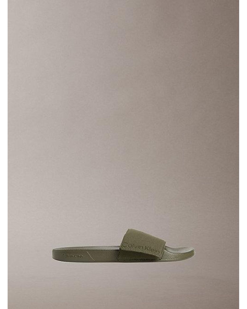 Calvin Klein Green Nemo Canvas Contoured Logo Sliders for men