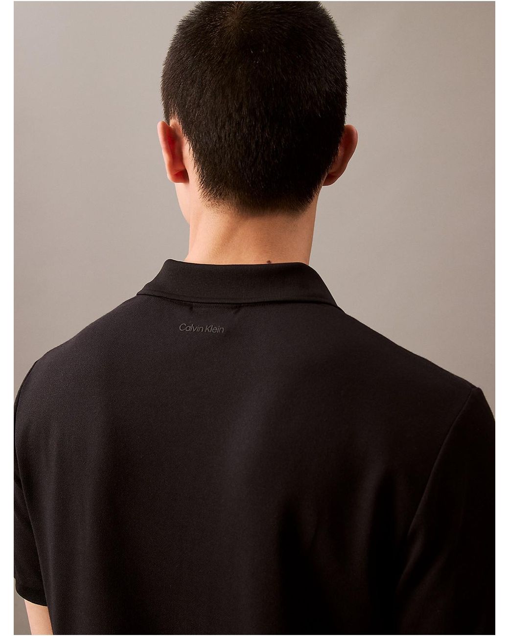 Calvin Klein Black Tech Zip Polo Shirt for men