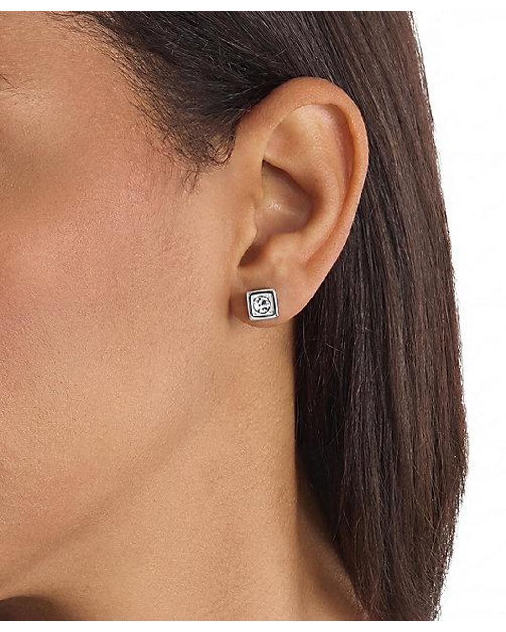Calvin Klein White Jeans Crystal Sculpted Cube Stud Earrings