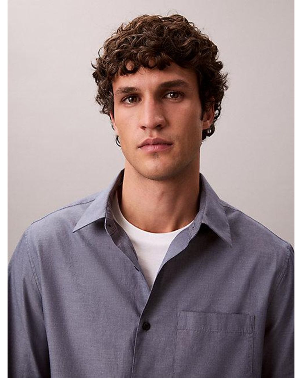 Calvin Klein Klassiek Poplinkatoenen Button-Down Overhemd in het Blue voor heren
