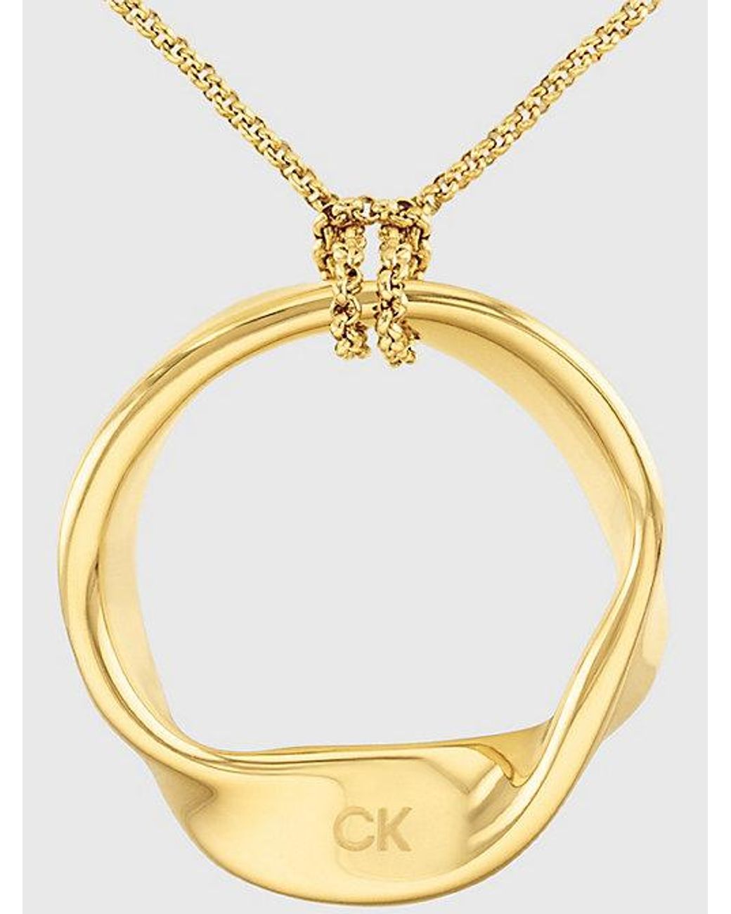Calvin Klein White Twisted Ring Pendant Necklace