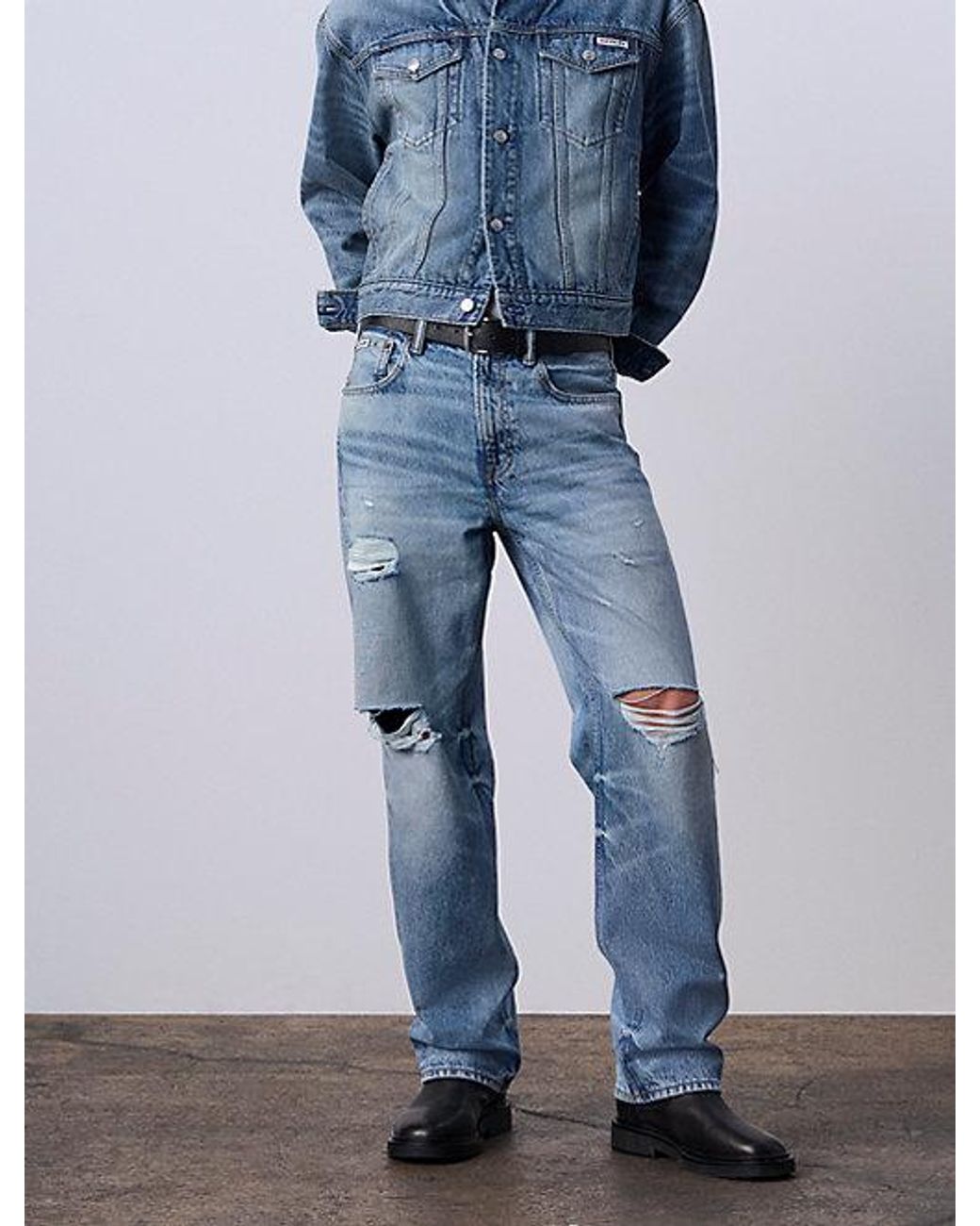 Calvin Klein Blue Jeans Jung Kook For 90S Straight Jeans for men
