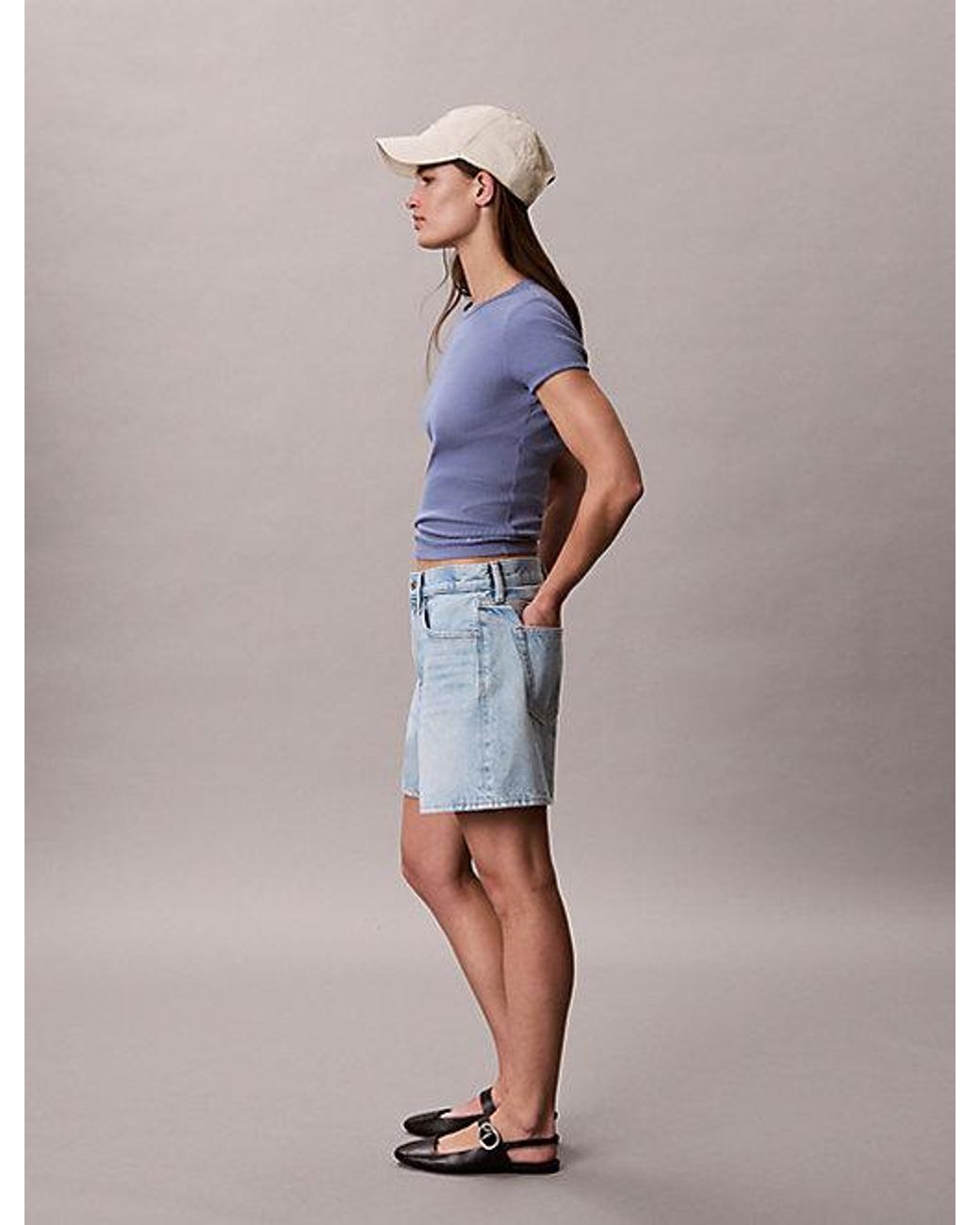 Calvin Klein Blue Jeans High Rise Relaxed Denim Shorts
