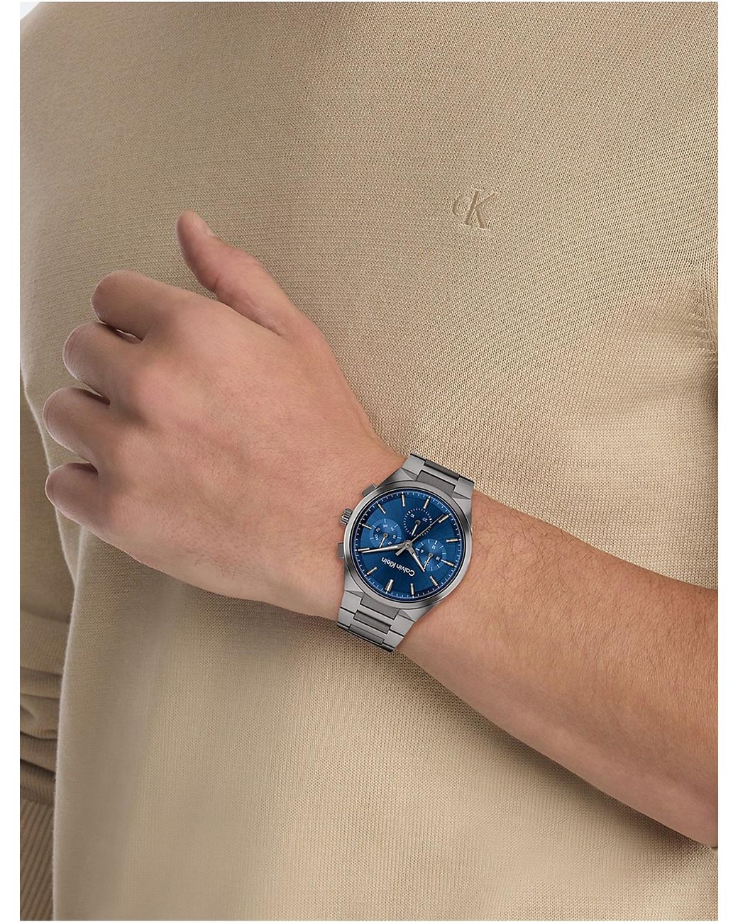 Calvin Klein Blue Multifunction H-Link Bracelet Watch for men
