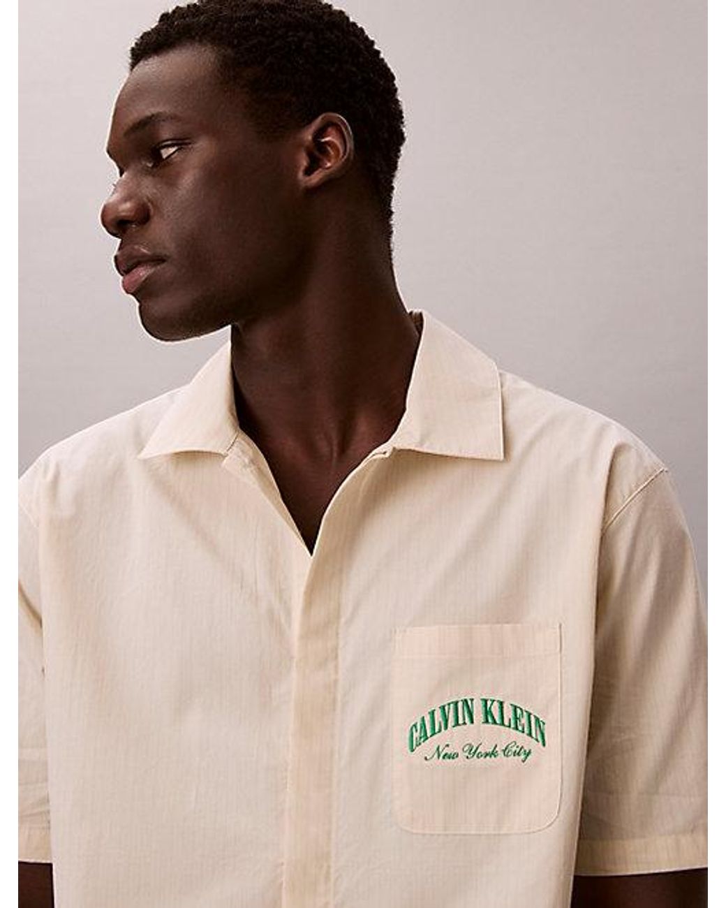Calvin Klein Natural Logo Pyjama Top Heritage Cotton Poplin for men