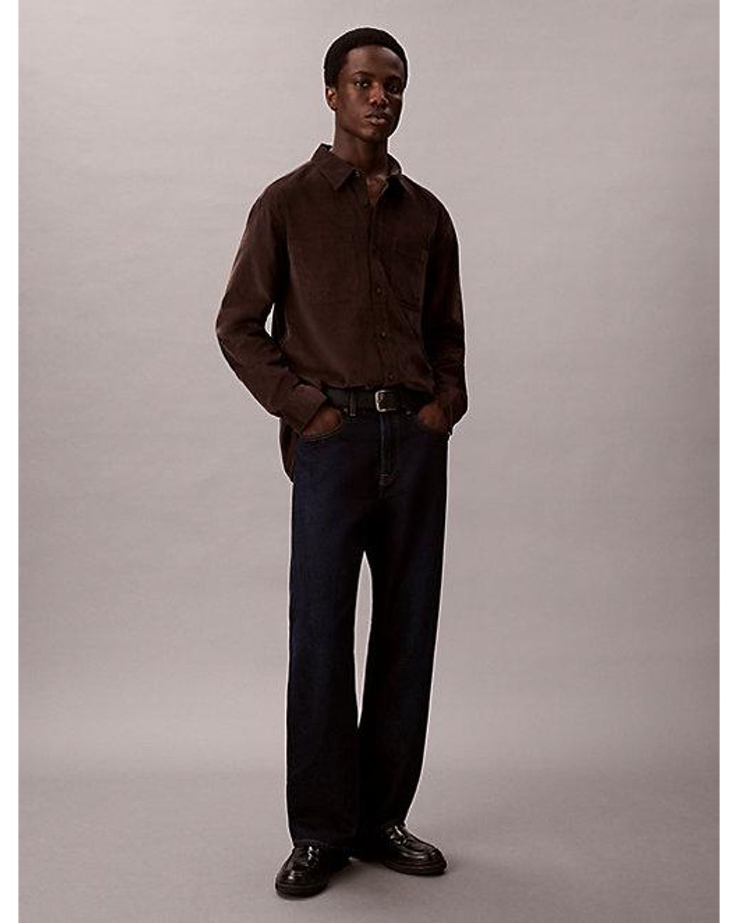 Calvin Klein Brown Jeans Corduroy Relaxed Button Up Shirt for men
