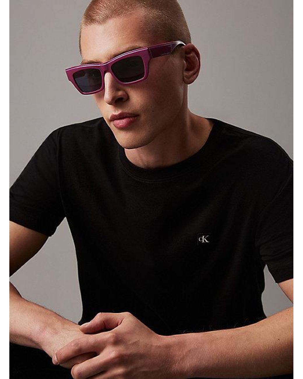 Calvin Klein Purple Jeans Modified Rectangle Sunglasses