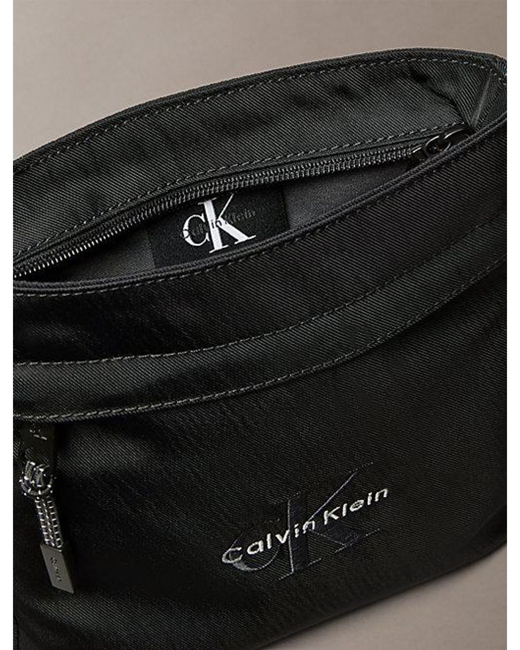 Calvin Klein Black Nylon Monogram Logo Flatpack for men