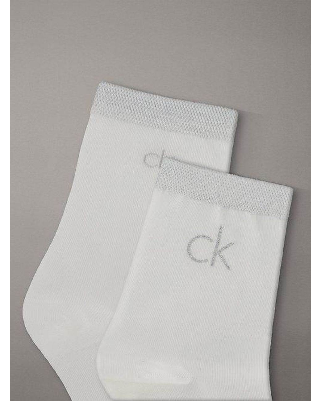 Calvin Klein Gray 2 Pack Soft Cotton Metallic Ankle Socks