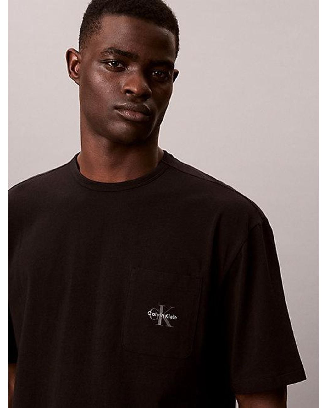 Calvin Klein Black Pyjama T-Shirt Icon Cotton Stretch Graphic for men