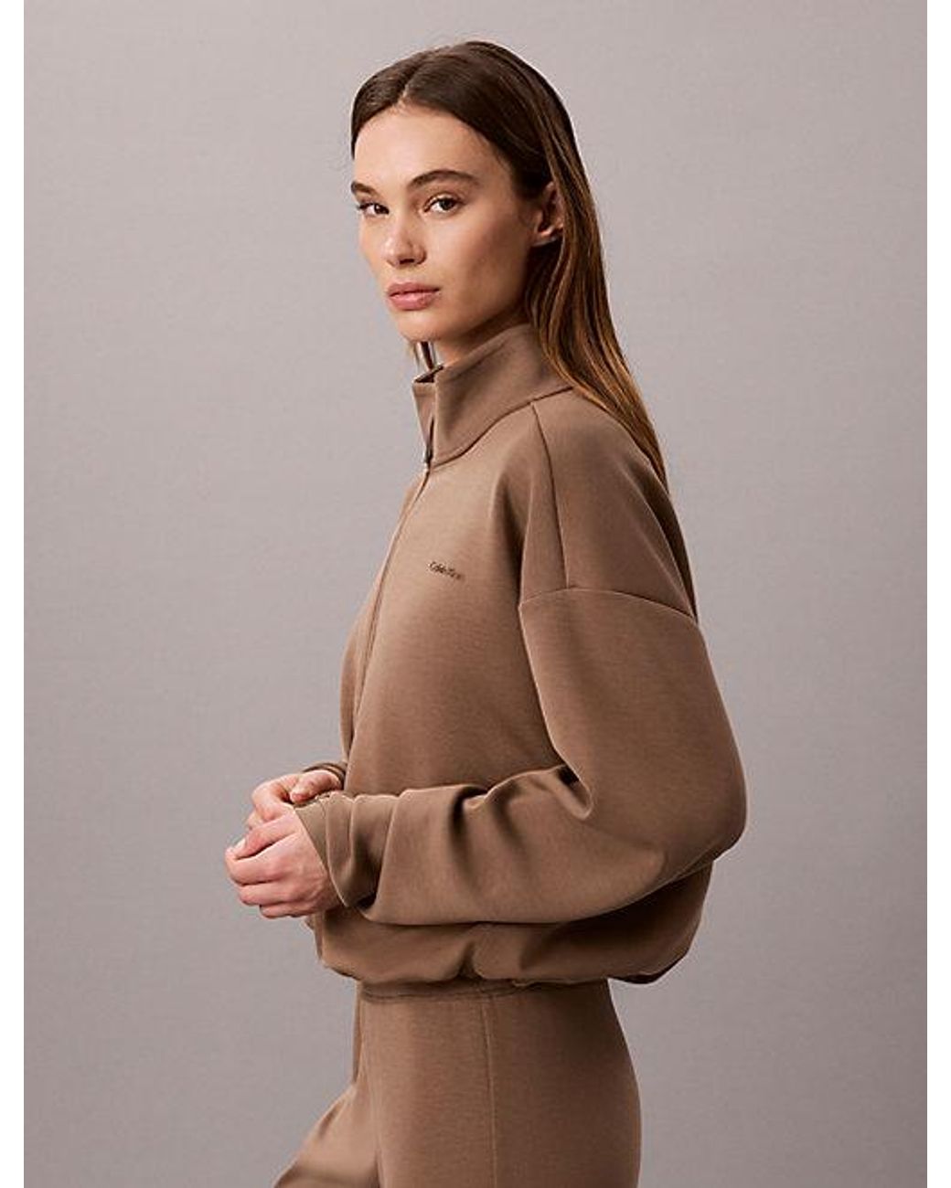 Calvin Klein Brown Sport Smooth Knit Quarter Zip Sweatshirt