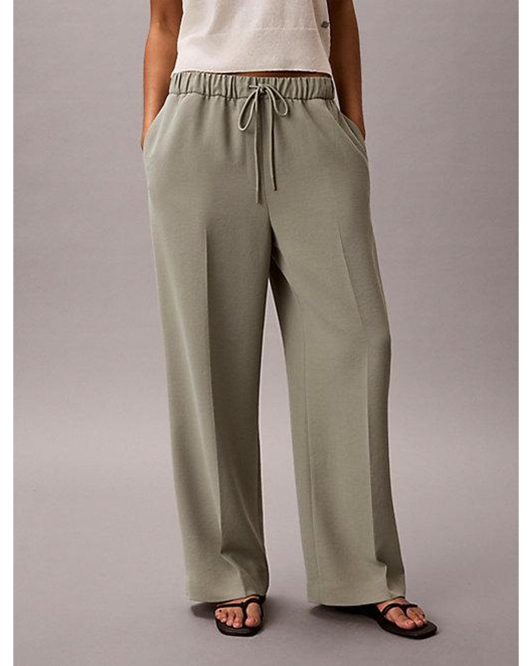 Calvin Klein Natural Soft Twill Drawstring Trousers