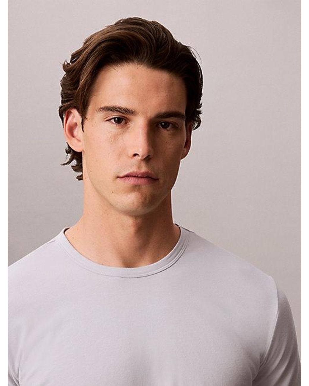 Calvin Klein Purple 3 Pack Slim T-Shirts Icon Cotton Microfibre Stretch for men