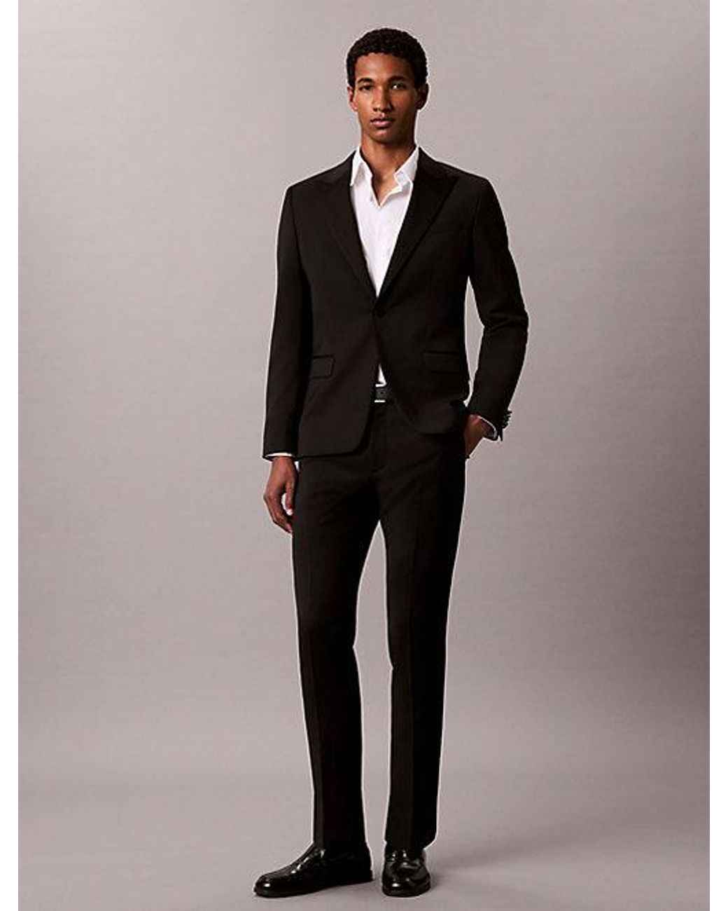 Calvin Klein Black Slim Wool Tuxedo Jacket for men