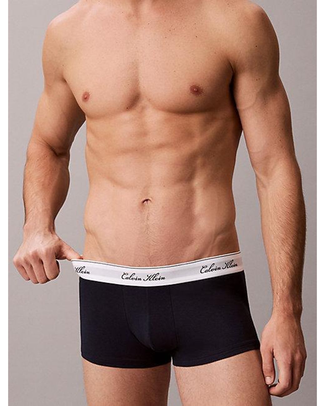 Calvin Klein Gray 3 Pack Low Rise Trunks Icon Cotton for men