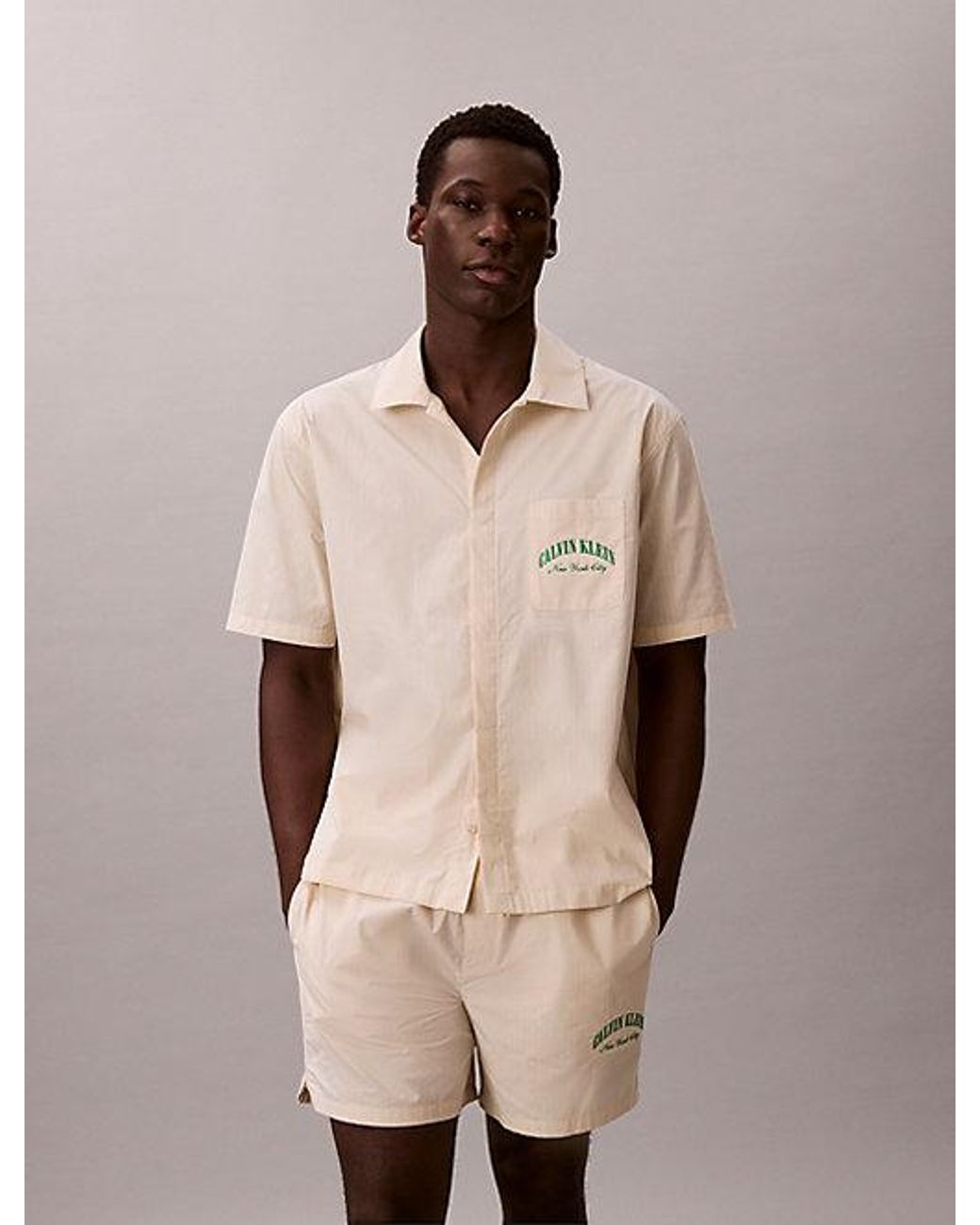 Calvin Klein Natural Logo Pyjama Top Heritage Cotton Poplin for men