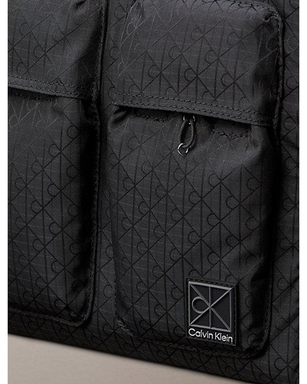 Calvin Klein Gray Allover Emblem Logo Jacquard Laptop Sleeve for men