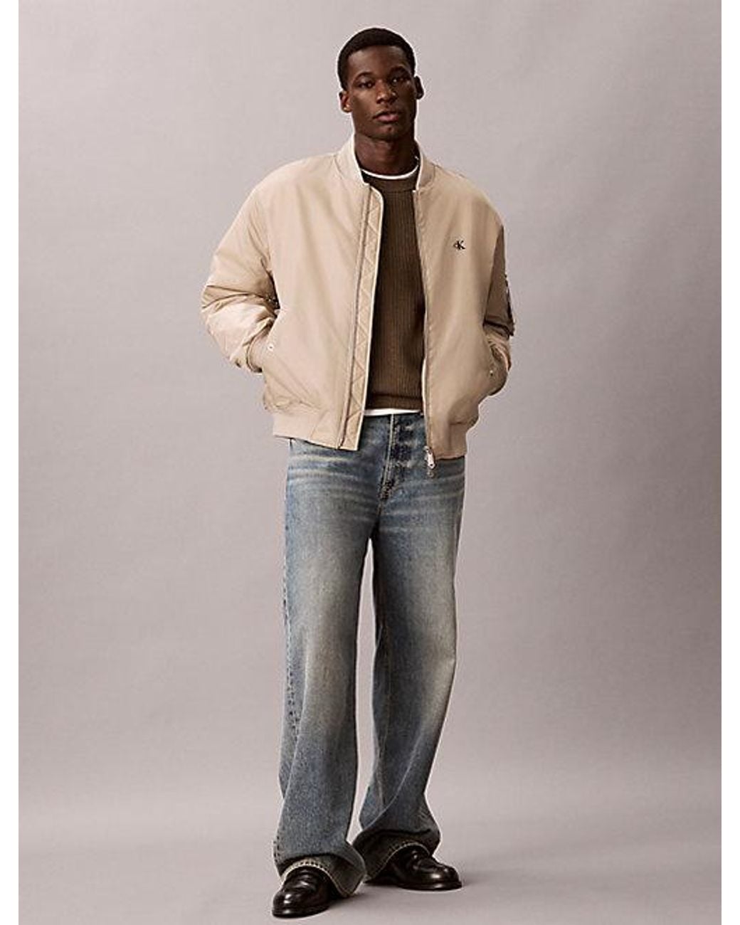 Calvin Klein Brown Jeans Two Tone Ribbed Cotton Jumper for men