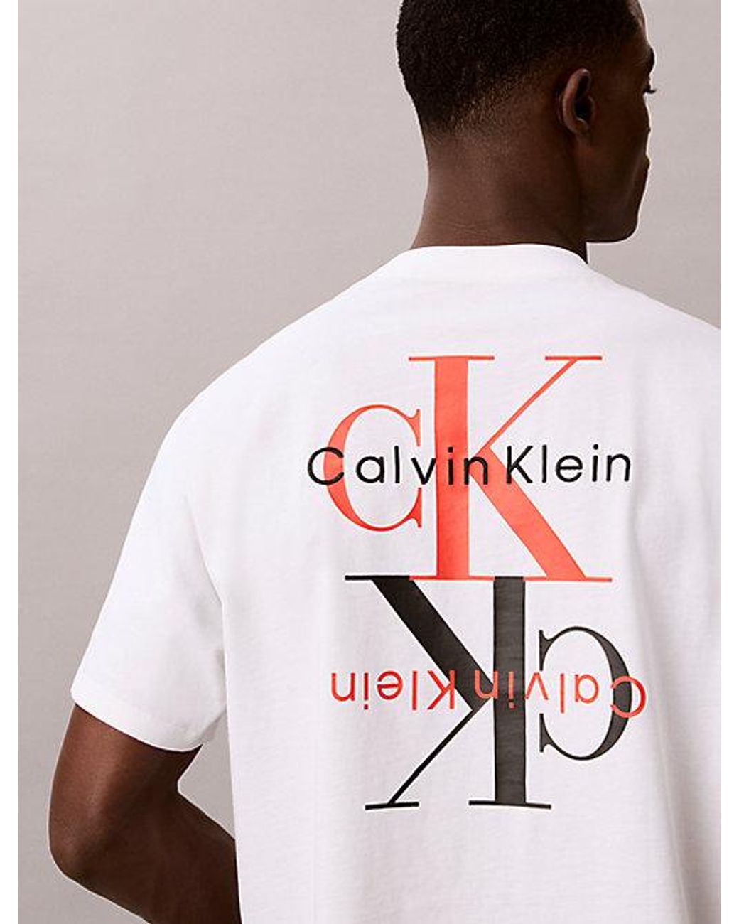 Calvin Klein White Jeans 90S Monologo Relaxed T-Shirt for men