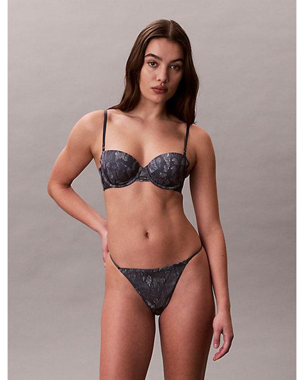 Calvin Klein Brown String Thong Minimalist Satin