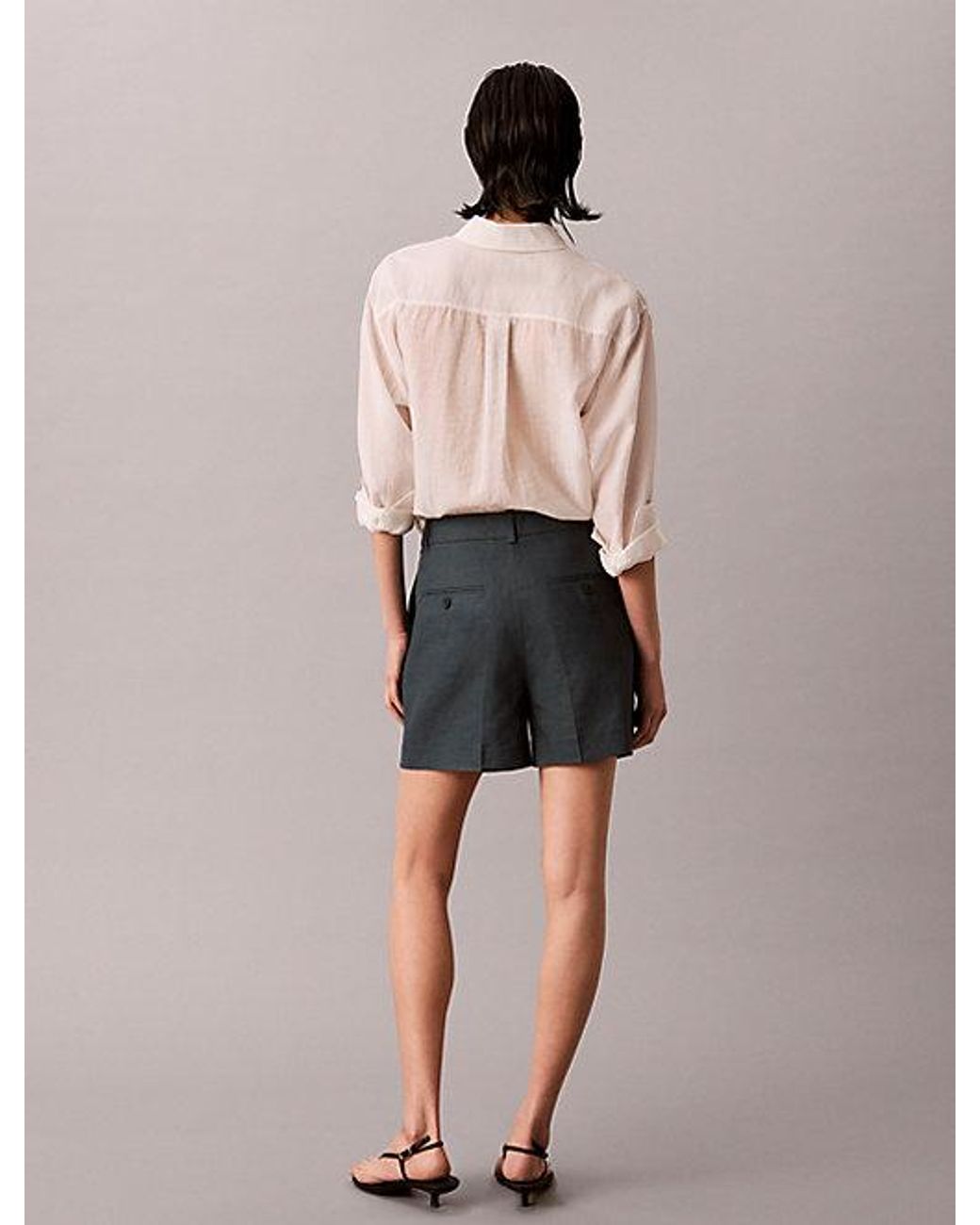 Calvin Klein Multicolor Jeans Linen Blend Tailored Shorts