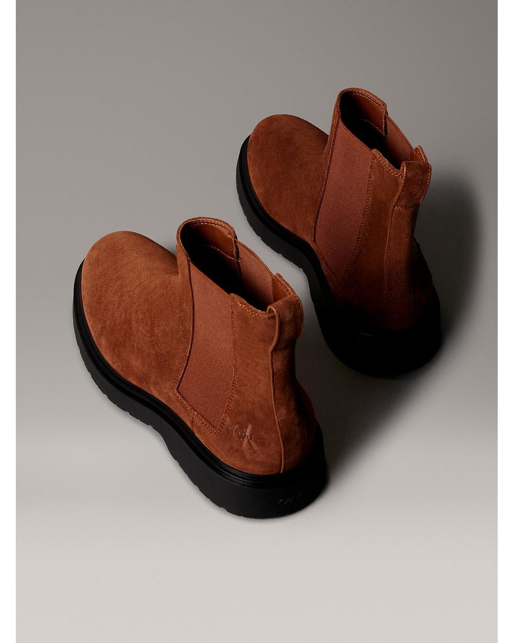 Calvin Klein Brown Suede Chelsea Boots for men