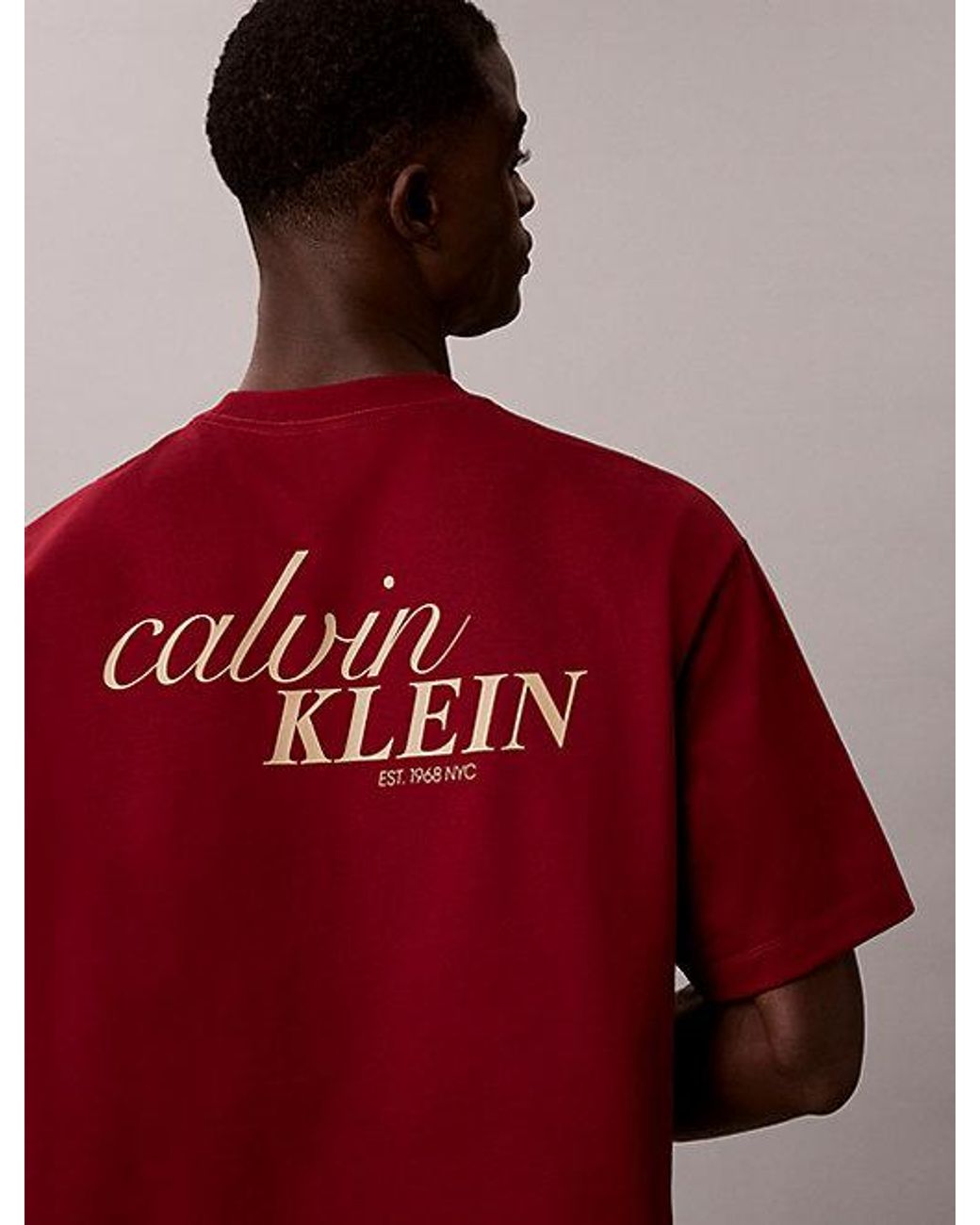 Calvin Klein Red Jeans Heavy Jersey Back Logo T-Shirt for men