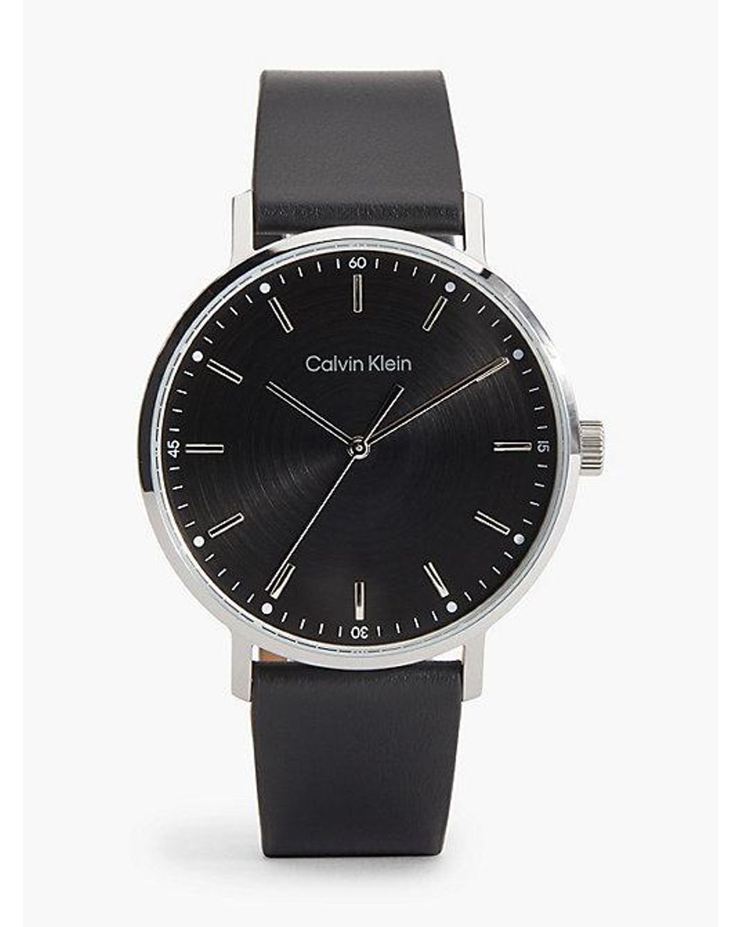 Calvin Klein Black Modern Leather Strap Watch for men