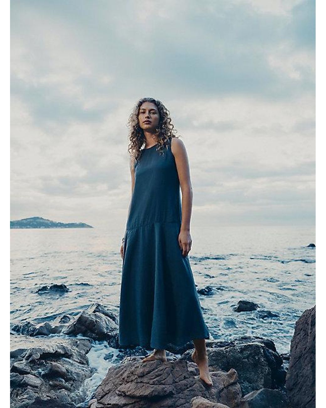 Calvin Klein Multicolor Jeans Voile A Line Maxi Dress