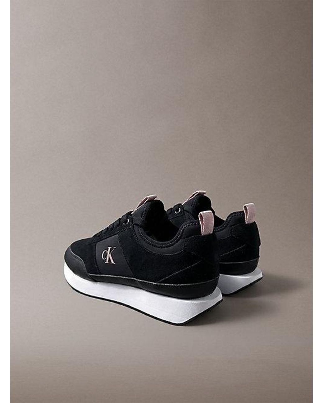Calvin Klein Brown Suede Signature Logo Runner Trainers