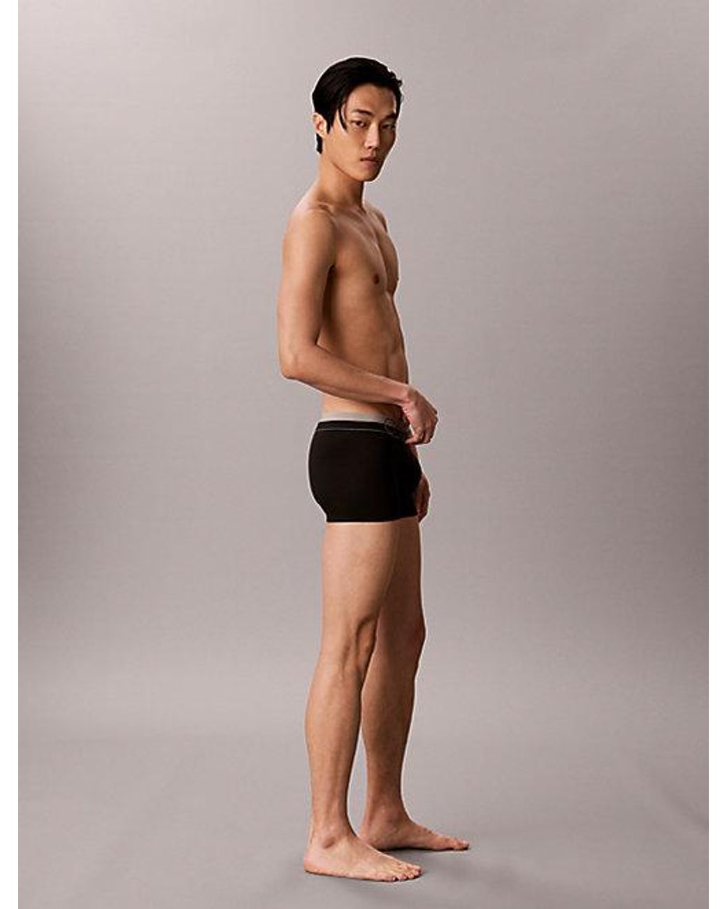 Calvin Klein Gray Low Rise Trunks Refined Microfibre Stretch Brushed for men