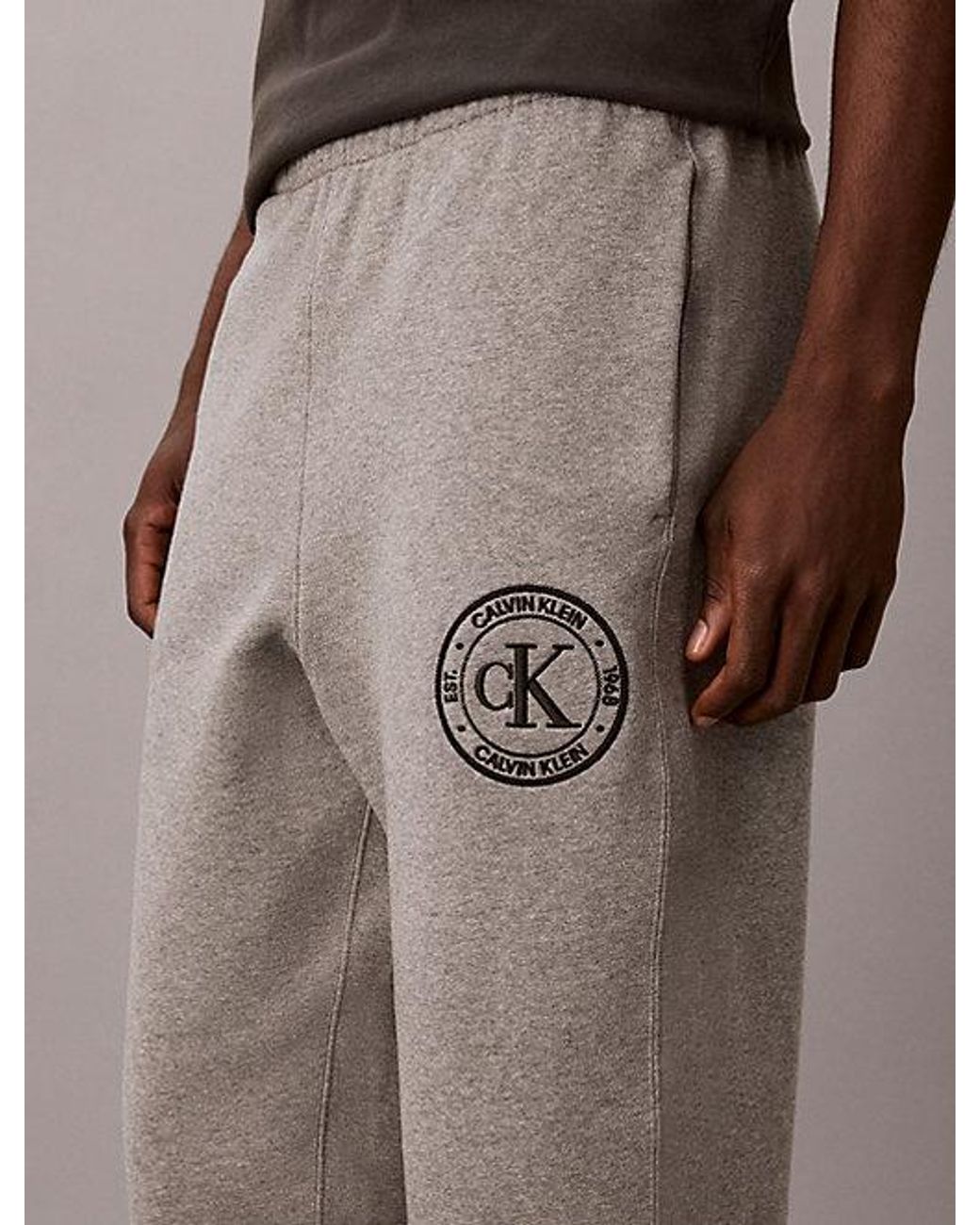 Calvin Klein Brown Jeans Relaxed Cotton Terry Joggers for men