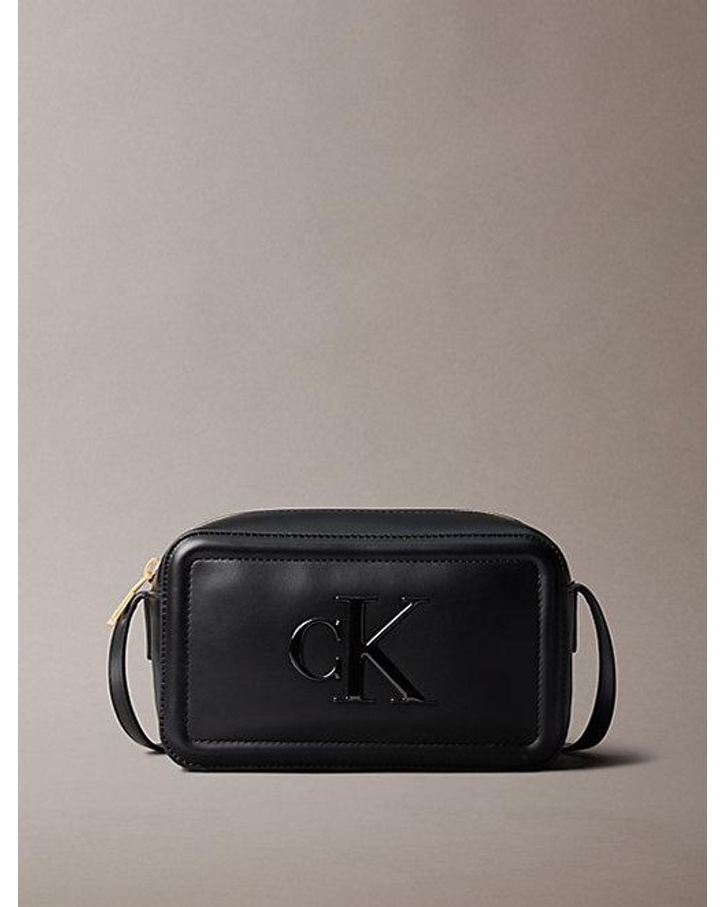 Calvin Klein Black Embossed Monogram Camera Bag