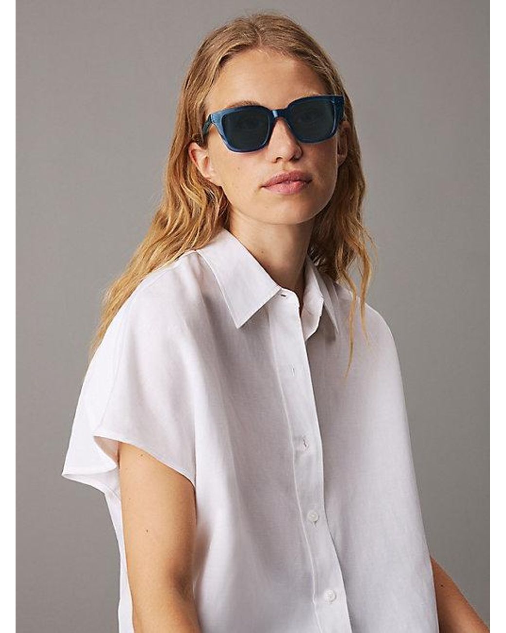 Calvin Klein Blue Rectangle Sunglasses