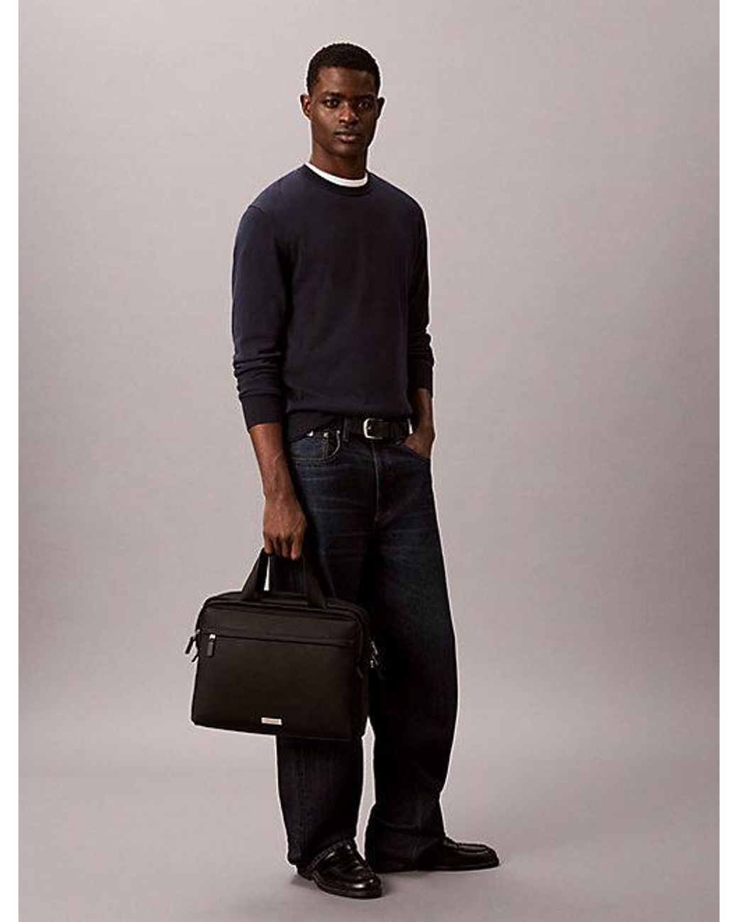 Calvin Klein Gray Water Repellent Commuter Laptop Bag for men