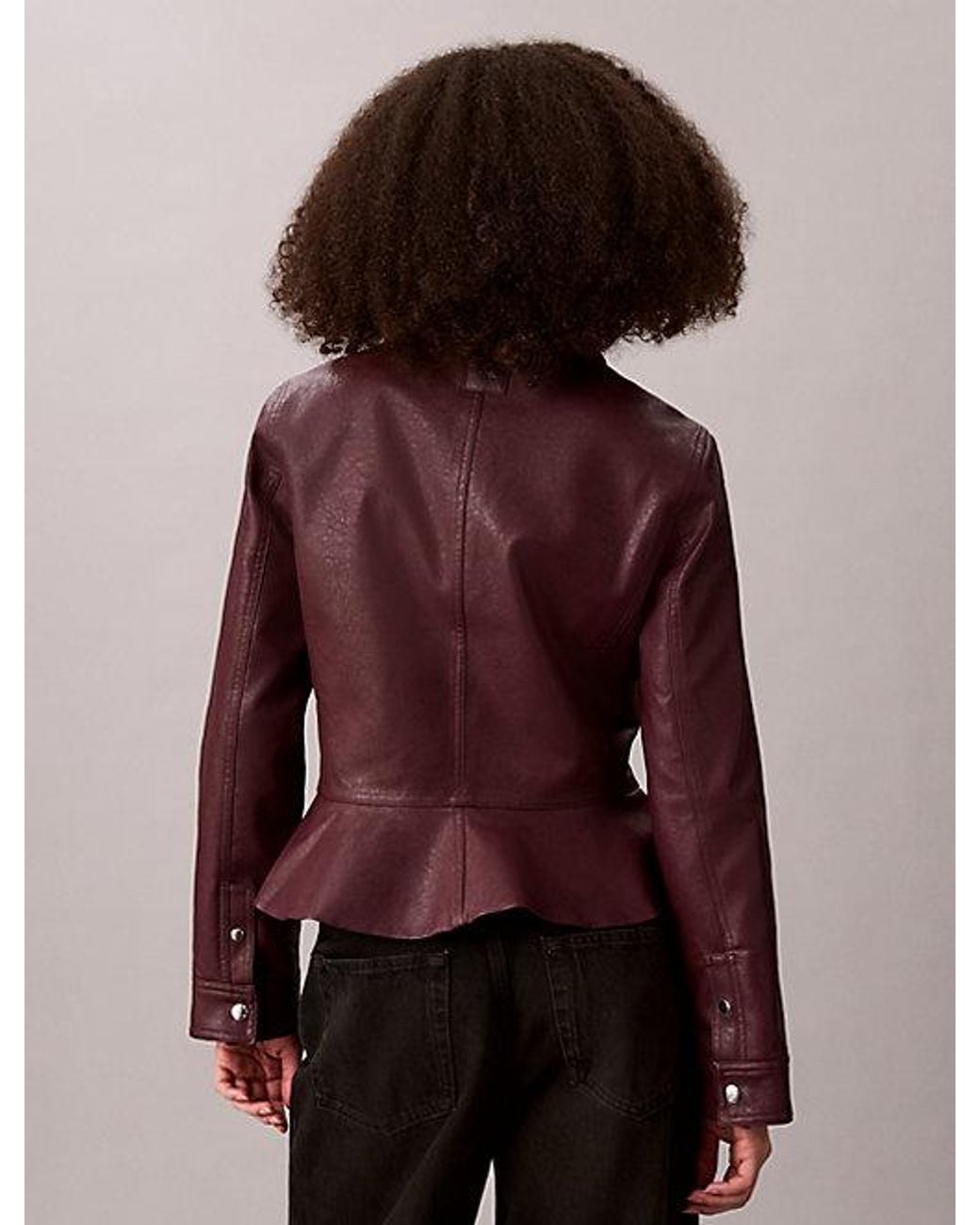 Calvin Klein Brown Jeans Faux Leather Moto Jacket