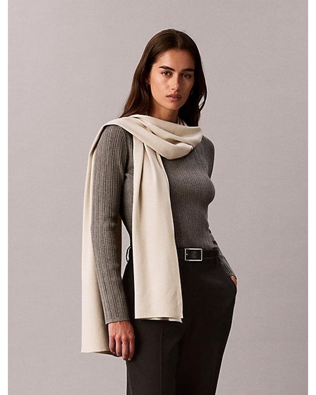 Calvin Klein Natural Signature Logo Scarf