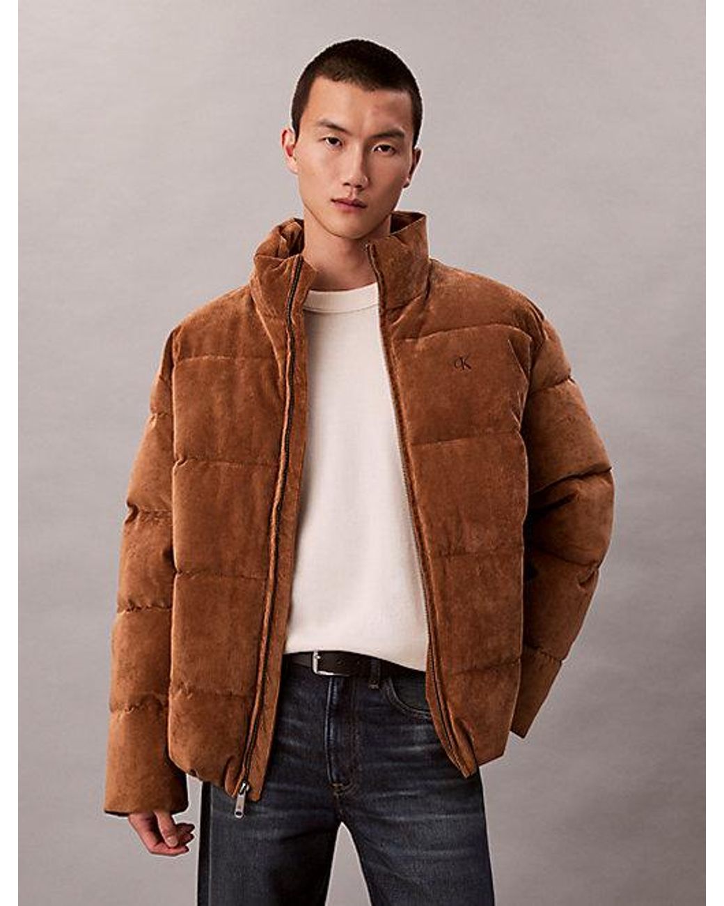 Calvin Klein Brown Jeans Corduroy Puffer Jacket for men