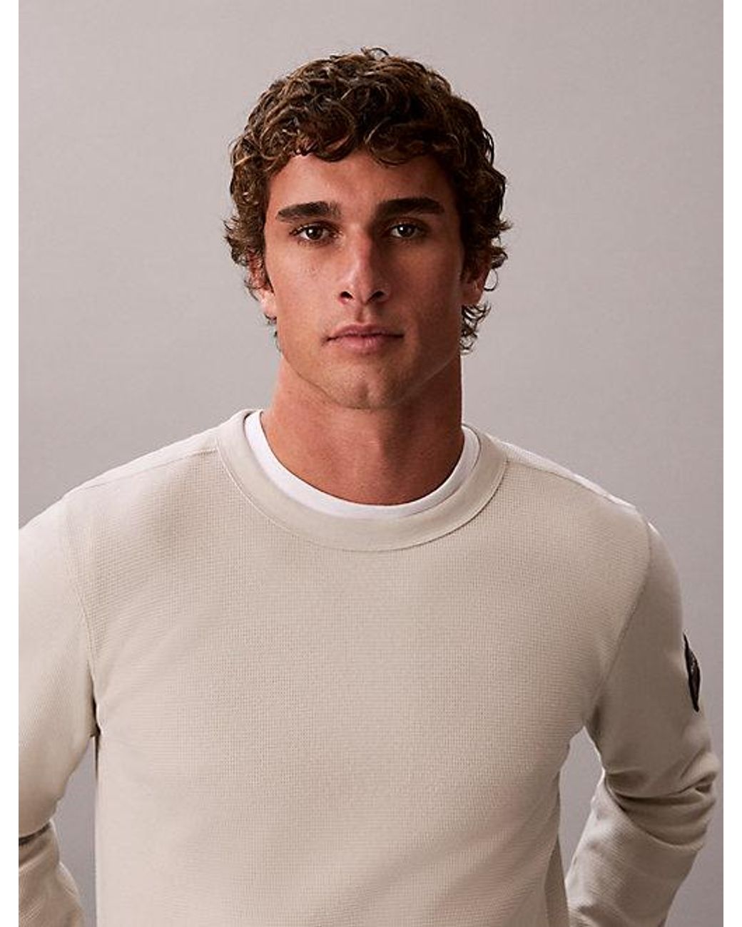 Calvin Klein Blue Jeans Long Sleeve Waffle T-Shirt for men