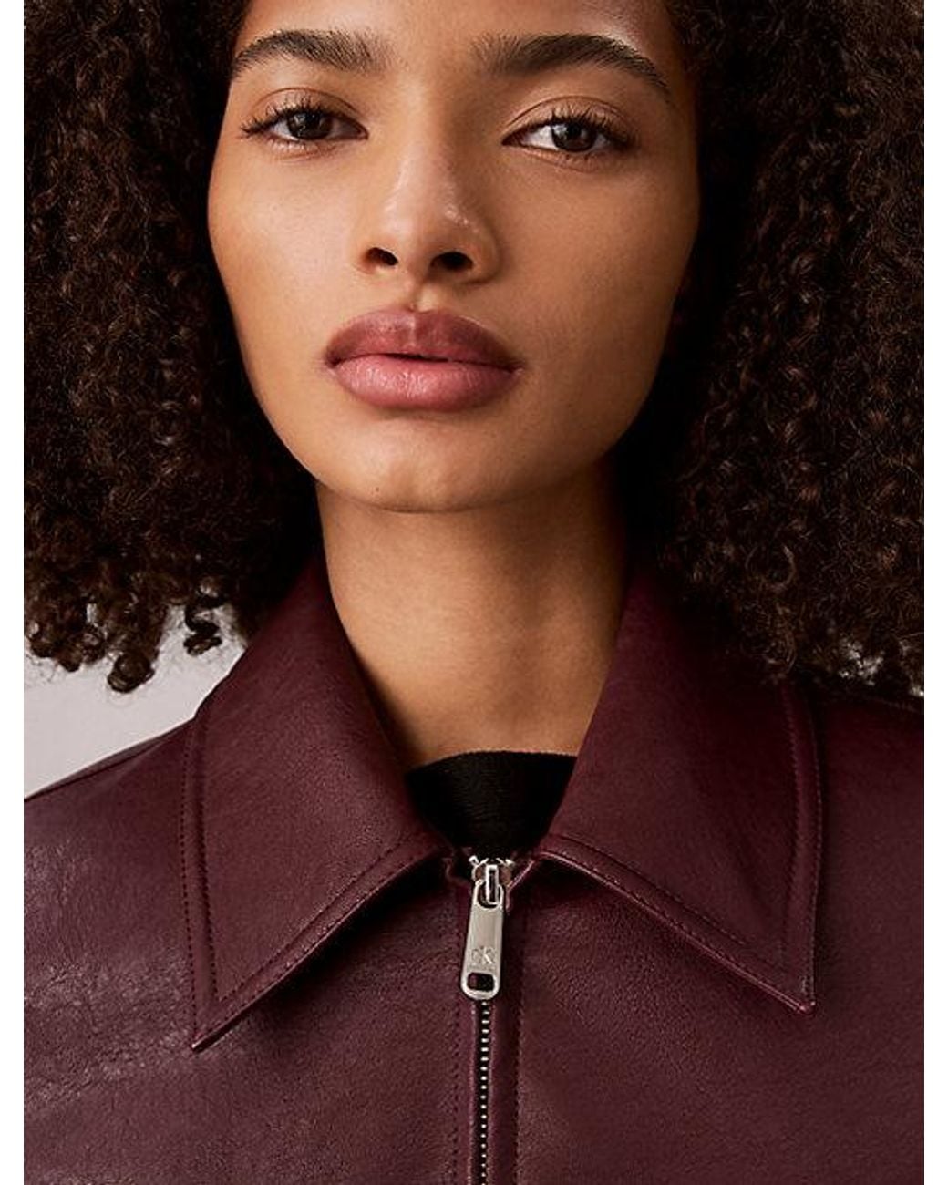 Calvin Klein Brown Jeans Faux Leather Moto Jacket