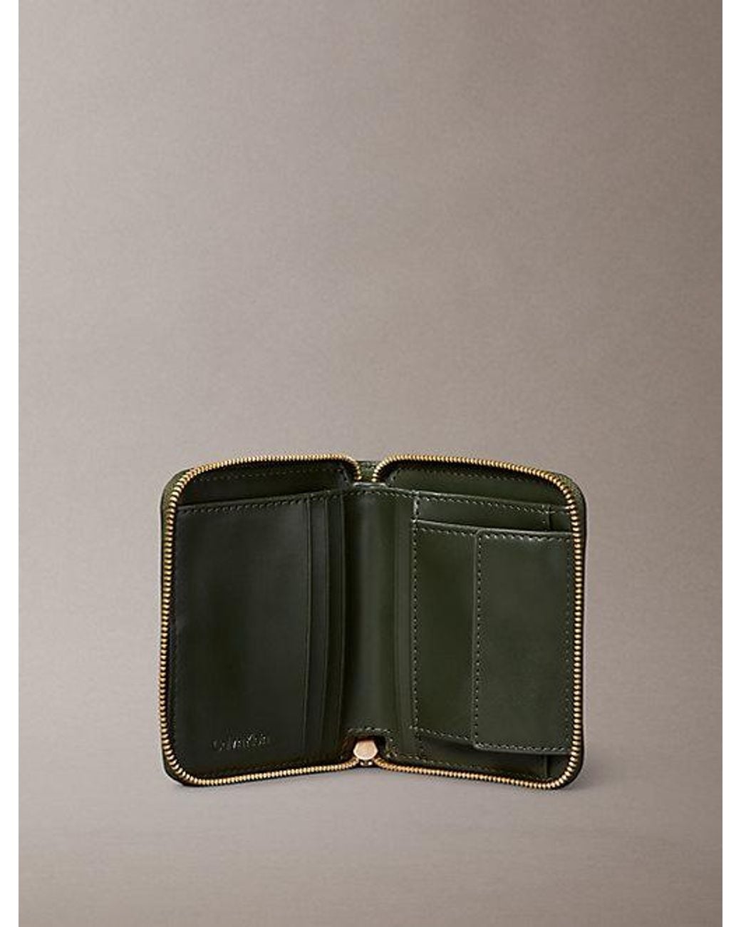 Calvin Klein Green Foil Logo Zip Wallet