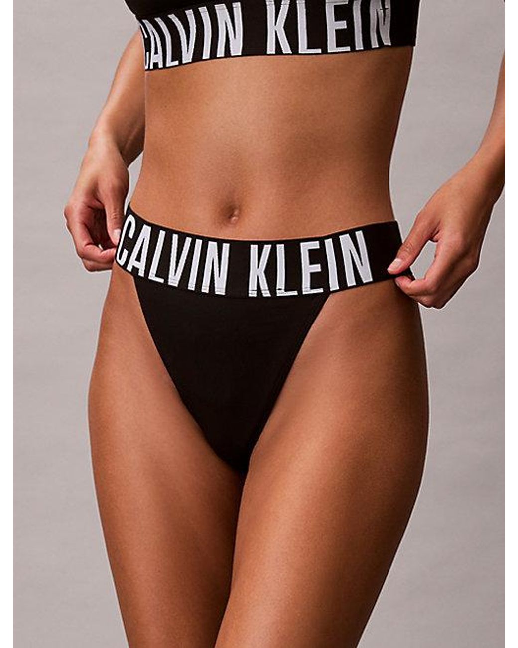 Calvin Klein Black High Leg Thong Intense Power Cooling