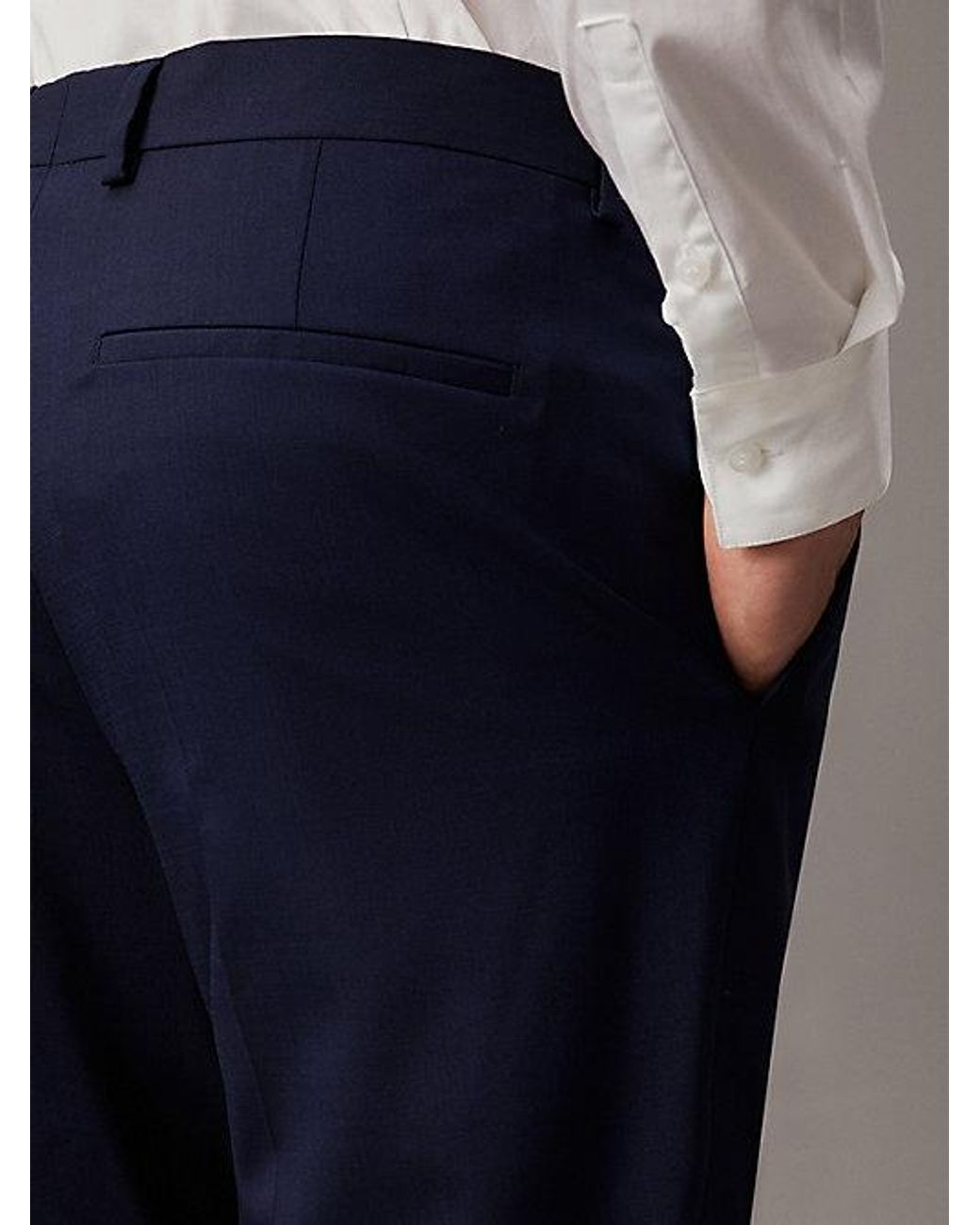 Calvin Klein Blue Slim Wool Stretch Suit Trousers for men