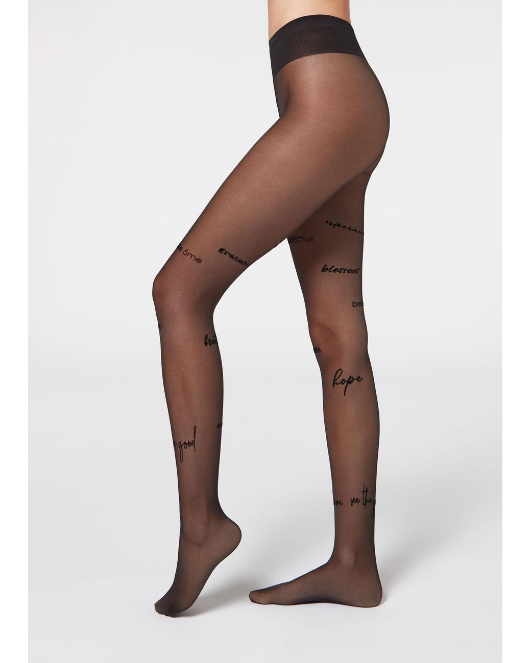 Calzedonia Flock Slogans 30 Denier Sheer Tights in White Lyst UK