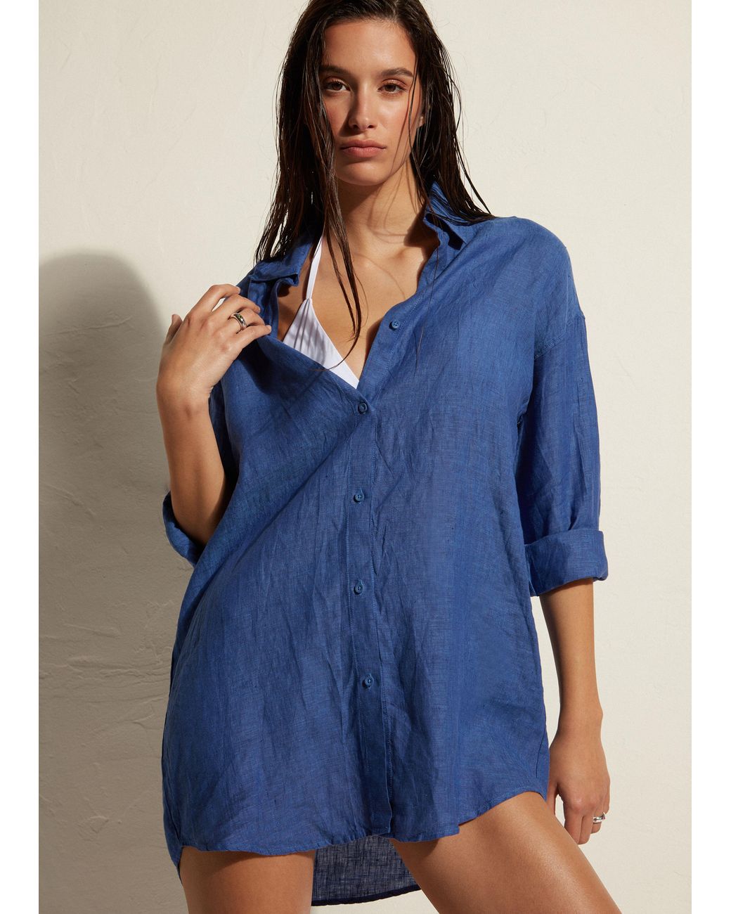 Camicia in lino di Calzedonia in Blu | Lyst