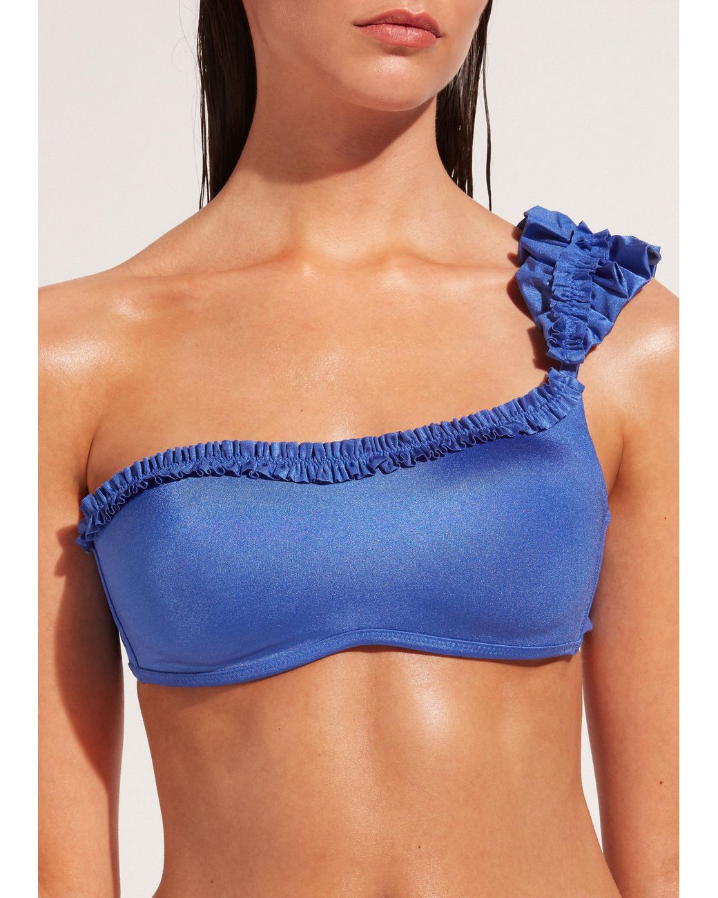 Calzedonia One shoulder Bandeau Bikini Top Vienna in Blue Lyst UK