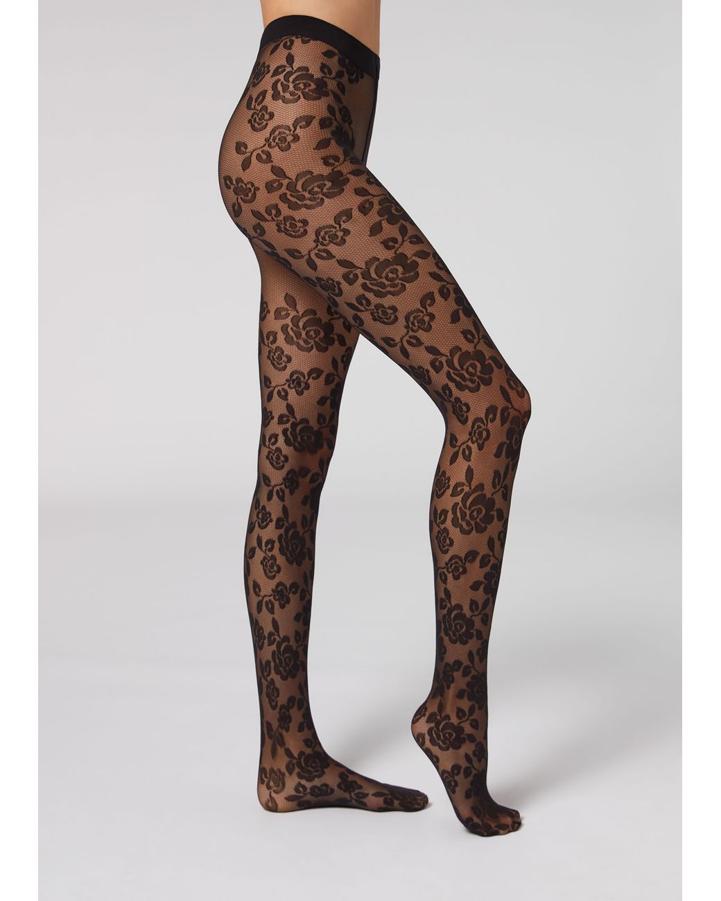 40 Denier Rose Pattern Tulle Tights - Calzedonia