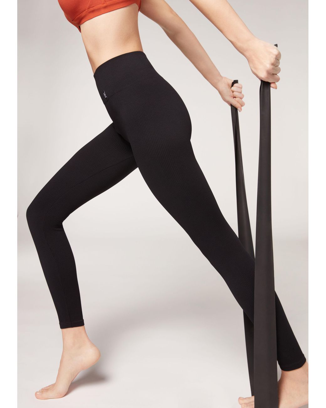 Leggings seamless con canalé fino Calzedonia de color Negro | Lyst