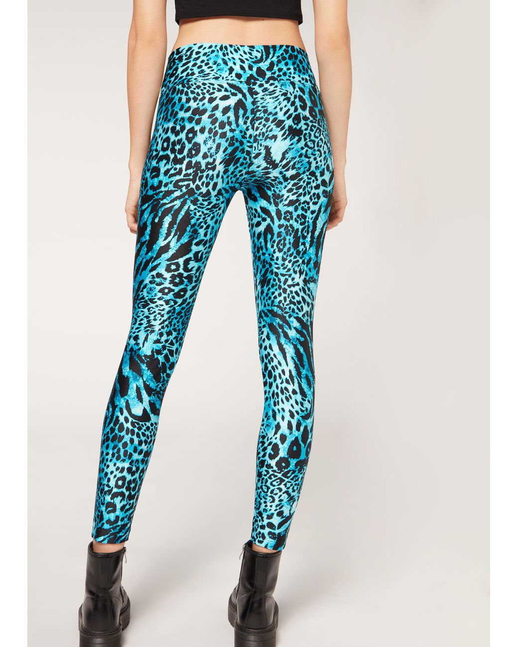 Calzedonia Animal Print Sport Shine leggings in Blue Lyst UK